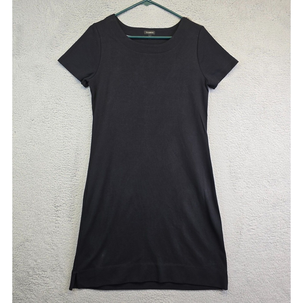 Talbots‎ Dress Womens M Minimalist Black Stretchy T-Shirt Relaxed Short - Picture 2 of 10